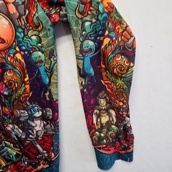 Rick Morty Graphic Hoodie Colorful Cartoon Print Large AOP Pullover - Picture 4 of 16